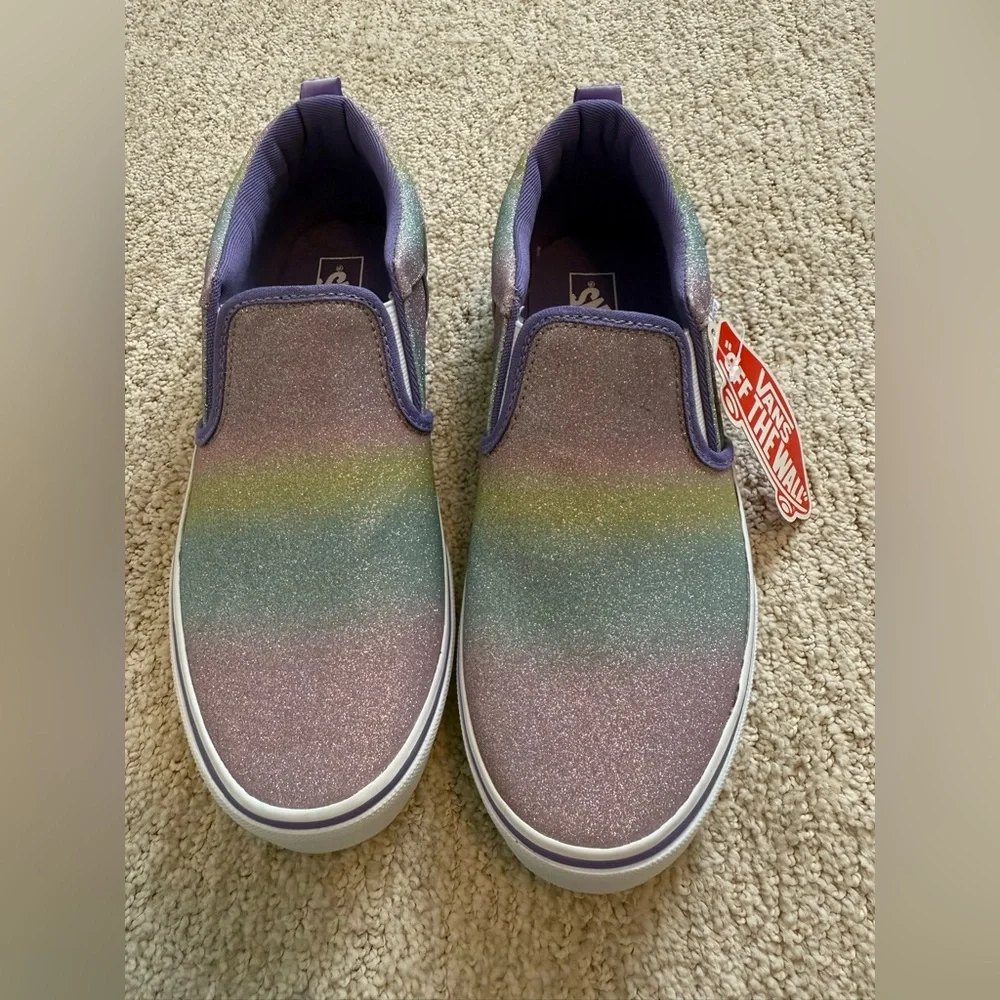 Vans Rainbow Glitter Asher Pull‎ Ons Youth Size 6 Or Women’s  Size 7 New No box